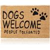 Relaxdays Zerbino, Fibra di Cocco, Frase Dogs Welcome, Zona Interna ed Esterna, LP40x60 cm, Antiscivolo, Naturale/Nero