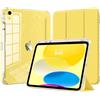 TiMOVO Cover per iPad A16 11a Gen 11"&10a Gen 10,9", Giallo Chiaro | Portapenne, TPU Brillantini, Scocca Posteriore Trasparente Lucida, Supporto Trifold Sottile, Auto Sveglia/Sonno