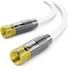 deleyCON 2m Cavo Antenna SAT Coassiale per DVB-S/S2 4K Ultra HD Full HD 1080p HDTV - 2x Connettori F in Metallo - Bianco