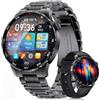 LIGEMI Smartwatch Uomo,1.43" AMOLED Orologio Smartwatch Uomo con Chiamate Bluetooth,123 Modalità Sportive,Monitoraggio Frequenza Cardiaca e Pressione, Cassa Acciaio Inox,UI Personalizzabile,per Android iOS
