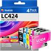 Hookink LC424 Cartucce d'inchiostro Compatibile per Cartucce Brother LC424 LC 424 LC-424 Compatibili con Brother DCP-J1200W DCP-J1200WE (1 Nero, 1 Ciano, 1 Magenta, 1 Giallo) 4 Pezzi