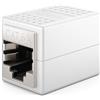 deleyCON 1 Pezzo Accoppiatore RJ45 (10 Gbit/s) Cavo LAN Estensione Cavo di Rete Connettore Adattatore Ethernet Compatibile con Cat8, Cat7, Cat6, Cat5 Cavo Patch LAN DSL POE 2X Presa RJ45 - Bianco