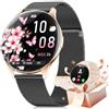 LIGE SMART 1,43"Ultrasottile Smartwatch Donna Compatibile con Android/iOS, Nero Oro | Display AMOLED da 7,9 mm, Impermeabile IP68, Notifiche di Chiamate Bluetooth, 100+ Modalità Sportive, Fitness Tracker