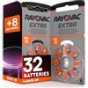 Rayovac 32 Batterie per Apparecchi Acustici Rayovac Extra Misura 13 | 4+1 Blister da 8 Pile