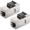 deleyCON Accoppiatore Keystone RJ45 CAT6 (Set da 2 Pezzi) - STP, Presa a Presa RJ45, 1 Gbit/s, 250 MHz, Accoppiatore LAN 1:1, Rame Nichelato - Argento