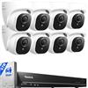 Reolink 4K Kit Videosorveglianza PoE, Espandibile a 16TB, RLK16-800D8 | NVR 16CH 4TB + 8x Telecamere Esterno PoE, Rilevamento Intelligente di Uomo/Veicolo, Visione Notturna a 30m, IP67 Impermeabile