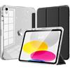 TiMOVO Cover per iPad A16 11a Gen 11"&10a Gen 10,9", Nero | Portapenne, TPU Brillantini, Scocca Posteriore Trasparente Lucida, Supporto Trifold Sottile, Auto Sveglia/Sonno