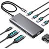 UGREEN Revodok Pro 3081 Hub USB C 8 in 1 Docking Station Triplo Display | 2 HDMI 4K, 1 VGA 1080P, 10Gbps, Porte Dati Multiple 2A2C, Ricarica PD 100W, Compatibile con MacBook Pro Air, Surface