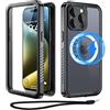 Beeasy Cover per iPhone 15 Pro Max Impermeabile MagSafe Resistente Case-360 Gradi Armor Military Rugged Custodia per iPhone 15 Pro Max,Antipolvere Antiurto Ermetica Subacquea Telefono Cover 6,7"