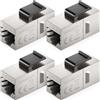 deleyCON Accoppiatore Keystone RJ45 CAT6 (Set da 4 Pezzi) - STP, Presa a Presa RJ45, 1 Gbit/s, 250 MHz, Accoppiatore LAN 1:1, Rame Nichelato - Argento