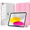 TiMOVO Cover per iPad A16 11a Gen 11"&10a Gen 10,9", Fiore Rosa | Portapenne, TPU Brillantini, Scocca Posteriore Trasparente Lucida, Supporto Trifold Sottile, Auto Sveglia/Sonno