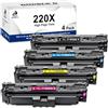 DOUBLE D 220X 220A Toner per HP 220X per HP Color LaserJet Pro MFP 4302dw | per W2200X W2201X W2202X W2203X,Con Chip，per MFP 4302dw 4302fdw 4202dw 4202dn 4302fdn(1BK/1C/1M/1Y,4 Pack)