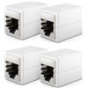 deleyCON 4 Pezzi Accoppiatore RJ45 (10 Gbit/s) Cavo LAN Estensione Cavo di Rete Connettore Adattatore Ethernet Compatibile con Cat8, Cat7, Cat6, Cat5 Cavo Patch LAN DSL POE 2X Presa RJ45 - Bianco