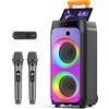 JYX Karaoke con 2 Microfono Wireless, 800W Cassa Bluetooth Grande, IPX4 Sistema PA Subwoofer, Bluetooth 5.3, luce Discoteca RGB, Canta tu Professionale Completo per Adulti, Supporta TF/USB, AUX, Rec