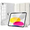 TiMOVO Cover per iPad A16 11a Gen 11"&10a Gen 10,9", Glitter Bianco | Portapenne, TPU Brillantini, Scocca Posteriore Trasparente Lucida, Supporto Trifold Sottile, Auto Sveglia/Sonno
