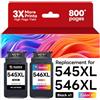Hookink 545XL 546XL Cartucce Compatibile per Canon 545 546 XL Multipack | per Pixma TS3350 MG2550s TR4550 MX490 MX495 MG2550 TS3150 TS3151 TR4551 (Nero e Colore)