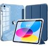 TiMOVO Cover per iPad A16 11a Gen 11"&10a Gen 10,9", Grigio Blu | Portapenne, TPU Brillantini, Scocca Posteriore Trasparente Lucida, Supporto Trifold Sottile, Auto Sveglia/Sonno