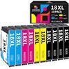 Hookink 18XL Cartucce Compatibili per Cartucce Epson 18XL 18 XL Multipack per Expression Home XP-205 XP-225 XP-212 XP-202 XP-325 XP-315 XP-305 XP-322 XP-312 XP-425 (Confezione da 10)
