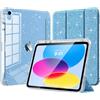 TiMOVO Cover per iPad A16 11a Gen 11"&10a Gen 10,9", Azzurro Glitterato | Portapenne, TPU Brillantini, Scocca Posteriore Trasparente Lucida, Supporto Trifold Sottile, Auto Sveglia/Sonno