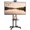 HOMCOM Supporto TV da Pavimento da 32-75 Pollici LCD/LED VESA 400x600 mm | Carrello Porta TV, Ruote a Freno, Altezza Regolabile, Inclinazione 15°, Doppio Ripiano, Carico 50 kg, Nero