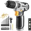 DEKOPRO Trapano avvitatore senza fili 8 V, con 10 mm mandrino, luce LED, cavo di ricarica tipo C, accessori 42 pezzi, trapano elettrico per forare e serrare/allentare viti
