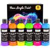 Nicpro Vernice Acrilica Fluorescente Set 120ml,Brillare sotto una luce nera | Vernice al neon atossico e vibrante per decorazioni al neon per feste, Halloween, progetti DIY su più superfici, zucca, tela