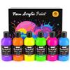 Nicpro Vernice Acrilica Fluorescente Set 250ml,Brillare sotto una luce nera | Vernice al neon atossico e vibrante per decorazioni al neon per feste, Halloween, progetti DIY su più superfici, zucca, tela