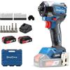 Dong Cheng Avvitatore a impulsi senza spazzole 20V, 208 Nm (con 2 batterie) | Corpo ultra-compatto da 107 mm, mandrino esagonale da 6,35 mm, per lavori di avvitamento pesanti, 3+1 velocità, DCPL208