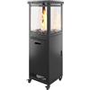 Outsunny Riscaldatore a Gas da Esterno 13kW, Regolazione Continua, 4 Ruote | Stufa a Gas Propano Portatile, Accensione Piezoelettrica, Antiribaltamento, Pietre Laviche, per Giardino Patio Terrazzo