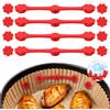 lompyeu Accessori Friggitrice Ad Aria,12 Pezzi Clip Magnetiche In Silicone per Carta forno per friggitrice ad aria (Rosso - Floreale)