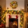 Quntis Ghirlanda Natalizia con Luci, 30LED Ghirlanda Pino Artificiale 270cm | Ghirlanda Luminosa Natale con Pigne, Bacche Rosse, Globo, Foglia, 8 Modalità e Timer, Ghirlanda Lunga per Porta Scale Esterno