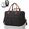 WEPLAN Borsone da Viaggio Donna Borsa Bagaglio a Mano 45x36x20 Easyjet | Borsa da Viaggio con Spazio Espandibile Borsa Parto Ospedale Mamma Borsa da Cabina Weekend Borsone Palestra,D05-Nero Marrone
