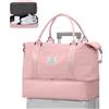 WEPLAN Borsone da Viaggio Donna Borsa Bagaglio a Mano 40x30x20 Ryanair | Borsa da Viaggio con Scomparto Scarpe Borsa Parto Ospedale Mamma Borsa da Cabina Weekend Borsone Palestra,A11-Rosa