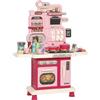 AIYAPLAY Cucina Giocattolo per Bambini con Luci e Suoni, 3-6 Anni, Rosa | Cucinetta Bambini, Effetti Fiamma, Fornello, Lavello, Rubinetto, Cappa, Vano con Ante, 33 Accessori
