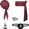 Alaoo Kit Accessori Pirata,Capitano Pirata Costume Accessori | con Cintura Bandana Collana Maschera per Gli Occhi, Accessori per Costume da Pirata per Halloween Carnevale Festa