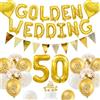 KISPATTI Decorazioni Matrimonio Oro, Decorazioni Anniversario Matrimonio 50 anni Palloncini Happy 50th Anniversary Palloncini Oro Striscioni 50 Golden Wedding Cake Topper