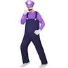 BSBUY Costume Adulto per Carnevale, 4Pcs Costume Super bros con Cappello, Baffi, Guanti, Adulto Cosplay Costumi Unisex, Fancy Dress Outfit Adulti per Halloween, Carnevale