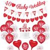 KISPATTI Decorazioni matrimoni rubino, decorazioni anniversario matrimonio 40 anni striscioni nozze rubino 40 Palloncini Happy 40th Anniversary Palloncini bianchi rossi 40 Ruby Wedding Cake Topper