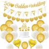 KISPATTI Decorazioni matrimonio oro, decorazioni anniversario matrimonio 50 anni striscioni nozze oro 50 Palloncini Happy 50th Anniversary Palloncini bianchi or 50 Golden Wedding Cake Topper