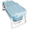 HUOLE Vasca da bagno pieghevole per adulti, adatta per bagno, doccia e balcone. Ideale per bagni piccoli, dotata di cestino per il sapone e cuscino cervicale, pratica e portatile (118 x 60 x 53 cmblu)