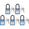 lyrlody Kit di etichettatura di bloccaggio, 5 Set di lucchetti di sicurezza isolati in nylon 38 mm con lucchetto di sicurezza con 10 chiavi per centrali chimiche (blu)