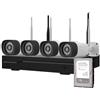 NIVIAN Kit Videosorveglianza WiFi CCTV Professionale con Registratore NVR 16 Canali, 4 Telecamere 2K Super HD Wireless WiFi-6 Esterno, Visione Notturna Dual, IA e Hard Disk 1TB Incluso