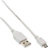 InLine® 31710W Cavo Micro-USB 2.0, da spina USB-A a spina Micro-B, bianco, 1 m