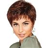 AUBWIG Parrucca corta Pixie Cut affascinante stile parrucca soffice rosso-marrone con frangia naturale resistente al calore parrucca sintetica a pelo corto (rosso-marrone #2B)