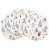 fanquare Tovagliette Rotonde Natalizie con Gnomi e Alberi di Natale | Set da 4 Tovaglietta in Lino Lavabili 35cm Sottopiatti per Decorazione Tavola di Natale Cucina e Feste
