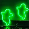 HFHungkeong Lampada notturna decorativa con motivo fantasma, Halloween, decorazione spaventosa, a batteria, Halloween, interni, per camera da letto, dormitorio, parete, finestra, festa di Natale (verde)