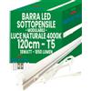 Bratek Barra Led Sottopensile Cucina 220v - Reglette Led 120 Cm 4000k 18W 1850lm | Lampada Reglette T5 Luce Naturale con Kit di Montaggio a Parete o Soffitto, Connessione Modulare Diretta o con Cavo Incluso