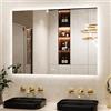 Keonjinn Specchio da bagno rettangolare illuminato con luci LED, 120 x 90 cm, specchio di cortesia a parete antiappannamento, 3 colori a intensità variabile, funzione memoria