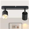 ZMH plafoniera LED faretto da soffitto 2 lampadine: nero plafoniera | corridoio faretti a soffitto in metallo GU10 orientabili faretti di design 350° faretti per soggiorno - senza lampadina