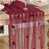 Artoid Mode Runner da Tavolo Tulle Bordeaux Fiori Perle Natale 70x300cm | Stagionale Decorazione da Tavolo per Casa Soggiorno Interni Vacanze e Feste